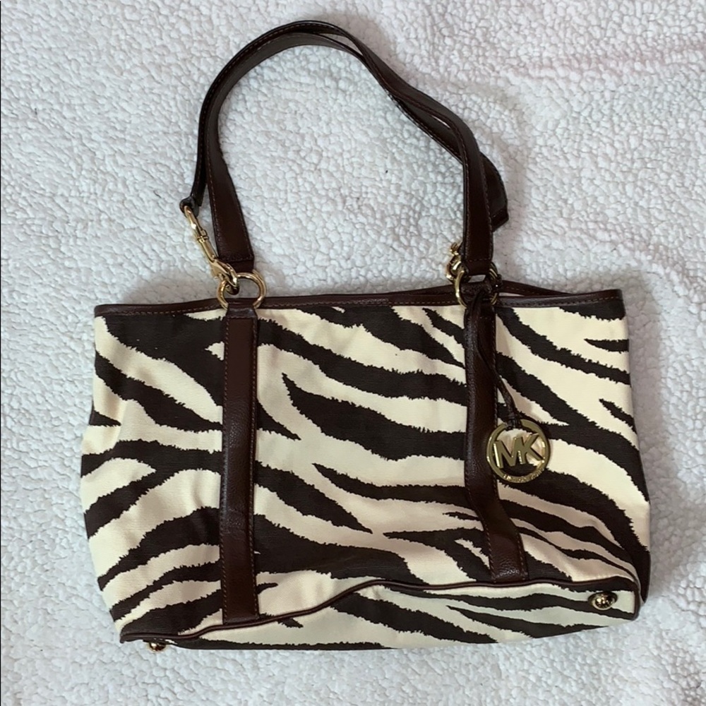 Michael Kors Zebra Print Canvas Tote Bag